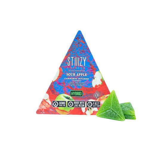 SOUR APPLE STIIIZY EDIBLES - 90MG GUMMY TRIANGLES